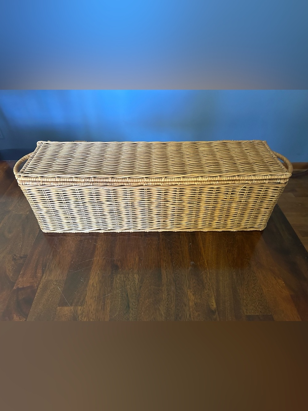 Natural Wicker Storage Basket with Lid 5 Storage Areas with Handles